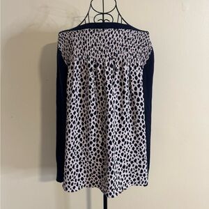 Ann Taylor Navy Leopard Print Sweater Top Size Medium
